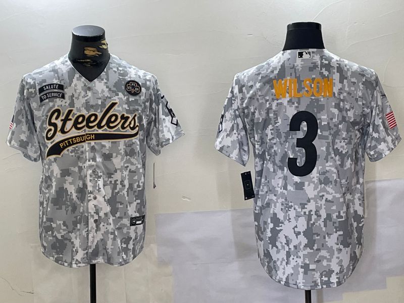 Men Pittsburgh Steelers #3 Wilson Nike Arctic Camo 2024 Salute to Service Limited NFL Jersey style 2->san francisco 49ers->NFL Jersey